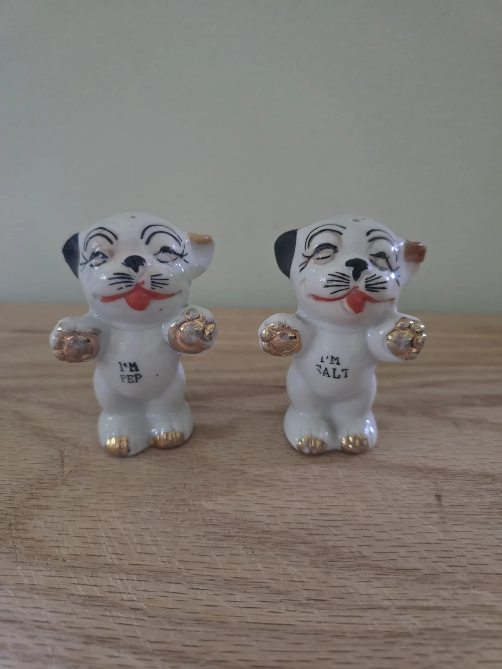 Vintage mid-century ceramic Bonzo the Dog salt and pepper shakers